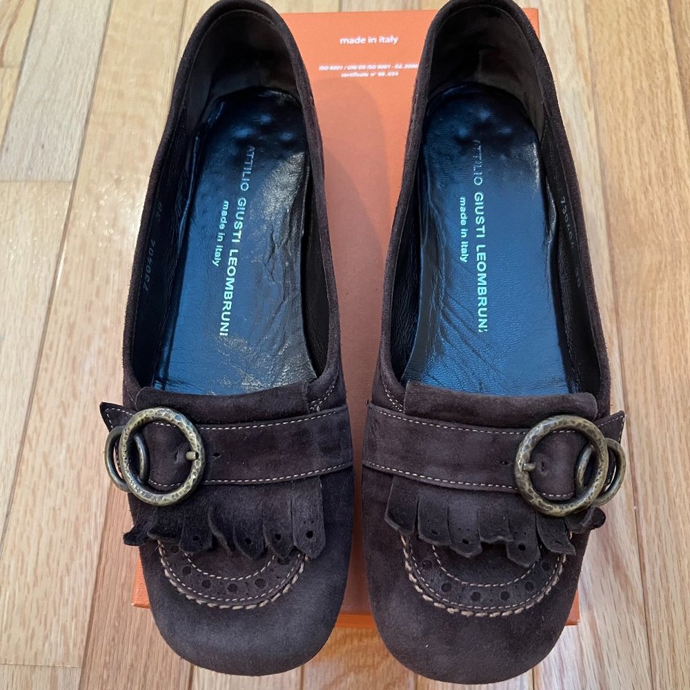 Italian brown suede loafers